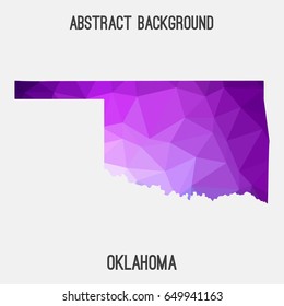 Oklahoma map in geometric polygonal,mosaic style in violet shades.Abstract tessellation,modern design background,low poly. Vector illustration.