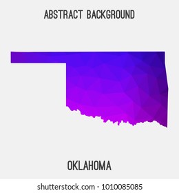 Oklahoma map in geometric polygonal,mosaic style.Abstract tessellation,modern design background,low poly. Vector illustration.