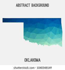 Oklahoma map in geometric polygonal,mosaic style.Abstract tessellation,modern design background,low poly. Geometric cover, mockup. Vector illustration.