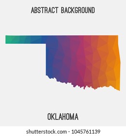 Oklahoma map in geometric polygonal,mosaic style.Abstract tessellation,modern design background,low poly. Geometric cover, mockup. Vector illustration.