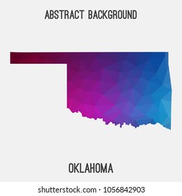 Oklahoma map in geometric polygonal,mosaic style.Abstract tessellation,modern design background,low poly. Geometric cover, mockup. Vector illustration.
