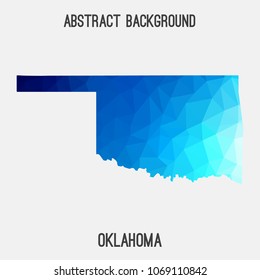 Oklahoma map in geometric polygonal,mosaic style.Abstract tessellation,modern design background,low poly. Geometric cover, mockup. Vector illustration.