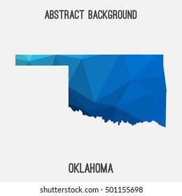 Oklahoma map in geometric polygonal,mosaic style.Abstract tessellation,modern design background,low poly. Vector illustration.
