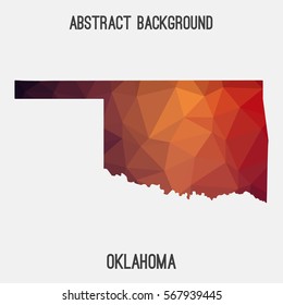 Oklahoma map in geometric polygonal,mosaic style.Abstract tessellation,modern design background. Vector illustration