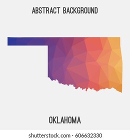 Oklahoma map in geometric polygonal,mosaic style.Abstract tessellation,modern design background,low poly. Vector illustration.