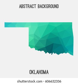 Oklahoma map in geometric polygonal,mosaic style.Abstract tessellation,modern design background,low poly. Vector illustration.