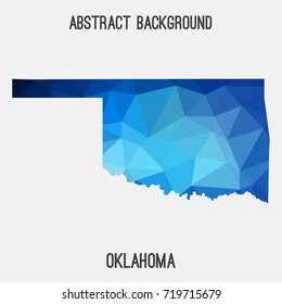 Oklahoma map in geometric polygonal,mosaic style.Abstract tessellation,modern design background,low poly. Vector illustration.