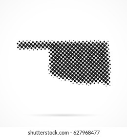 Oklahoma map in halftone. Dotted illustration isolated on a white background. Vector illustration.
