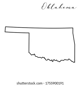 Oklahoma map high quality vector. American state simple hand made line drawing map