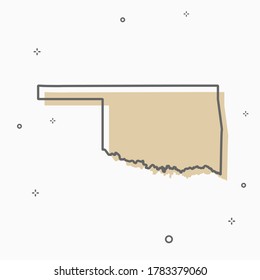 Oklahoma map icon Memphis style state map thin line style.  infographic icon map with small thin line geometric figures.  Vector illustration linear modern concept