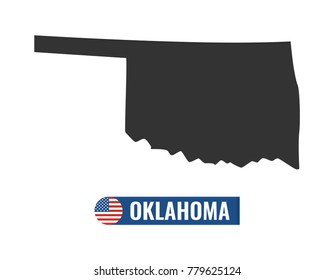 Oklahoma map isolated on white background silhouette. Oklahoma USA state. American flag. Vector illustration.