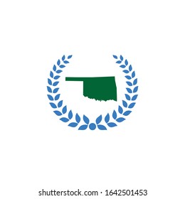 Oklahoma Map And Laurel Wreath Logo Design Template