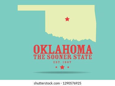Oklahoma map with nickname The Sooner State, Vector eps 10.