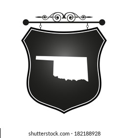 Oklahoma map on heraldic sign