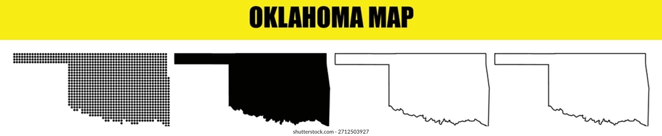 Oklahoma Map Outline Vector Illustration for Design Projects