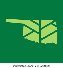 Oklahoma map plant leaf logo. Creative eco and nature organic logo design template.
