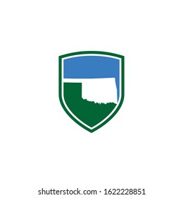 Oklahoma Map and Shield Logo Icon Template 001