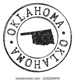 Oklahoma Map Silhouette Postal Passport. Stamp Round Vector Icon Seal Badge Illustration.