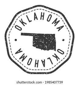Oklahoma Map Stamp Retro Postmark. Silhouette Postal Passport. Seal Round Vector Icon. Badge Vintage Postage Design.