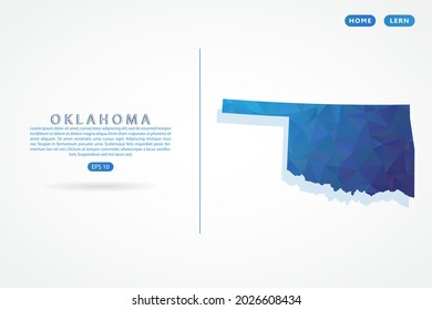 Mapa de Oklahoma - Mapa del estado de EE.UU. Plantilla vectorial internacional con gradiente de color azul poligonal aislado en fondo blanco - Ilustraciones vectoriales 10