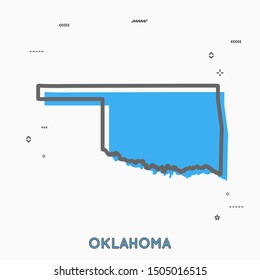 Oklahoma map in thin line style. Oklahoma infographic map icon with small geometric figures. Oklahoma state. Vector illustration modern concept