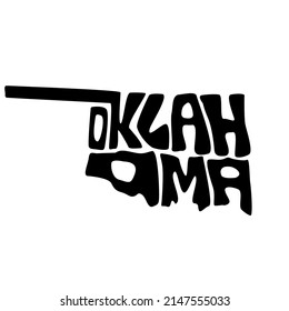 Oklahoma map typography. Oklahoma state map typography. Oklahoma lettering.
