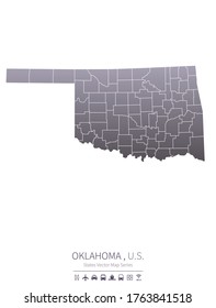 oklahoma map. us states vector map series. united states map background.
