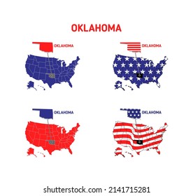 Oklahoma map with usa flag design illustration vector eps format , suitable for your design needs, logo, illustration, animation, etc.