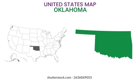 Oklahoma map of USA state. Oklahoma map vector illustration. Oklahoma vector map on white background.