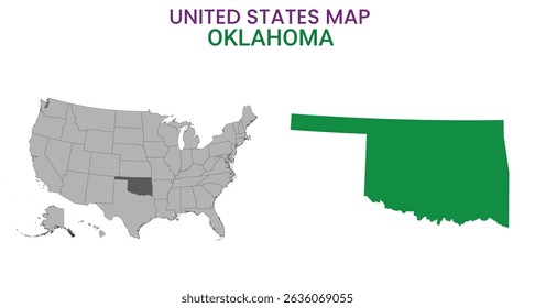 Oklahoma map of USA state. Oklahoma map vector illustration. Oklahoma vector map on white background.