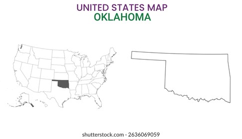 Oklahoma map of USA state. Oklahoma map vector illustration. Oklahoma vector map on white background.