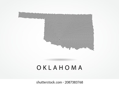 Oklahoma Map - USA, United States of America Map vector template with Black dots, grid, grunge, halftone style isolated on white background for education, infographic - Vector illustration eps 10