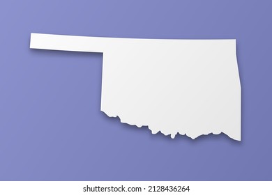Oklahoma Map - USA, United States of America Map vector template with paper style including shadow and white color on purple background for design, infographic - Vector illustration eps 10