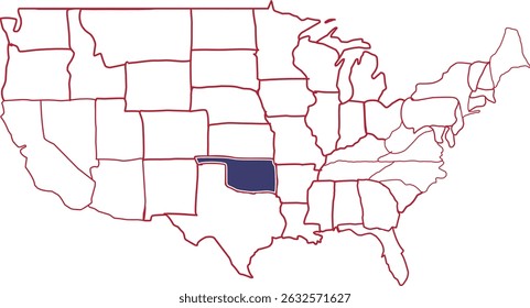 Oklahoma Map vector, united states of america map. America Map