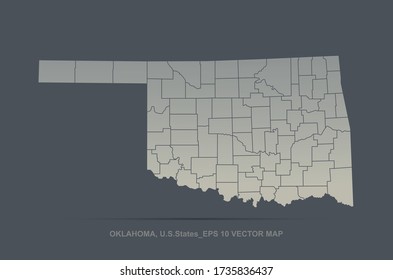 oklahoma map. vector map of oklahoma, us states.