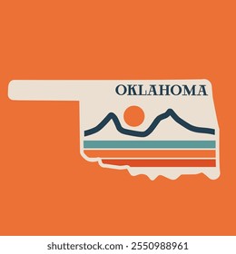 Oklahoma Nature with Retro Line Style Perfect for Print, Apparel, etc