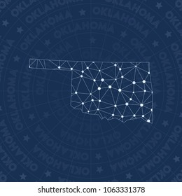 Oklahoma network style US state map. Attractive space style, modern design for infographics or presentation.