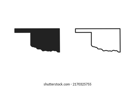 Oklahoma outline state of USA. Map in black and white color options. Vector Illustration.