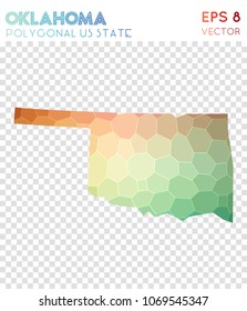 Oklahoma polygonal map in a mosaic style, featuring a modern low poly design. Ideal for infographics or presentations.