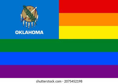 oklahoma and rainbow flags. vector illustration 2:3
