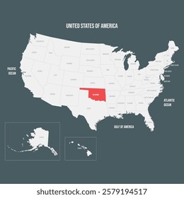 Oklahoma - Red Vector Map of Oklahoma