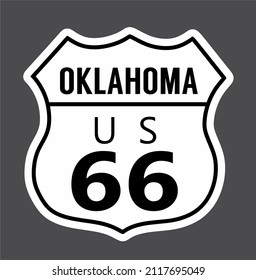 Oklahoma route 66 on a black background