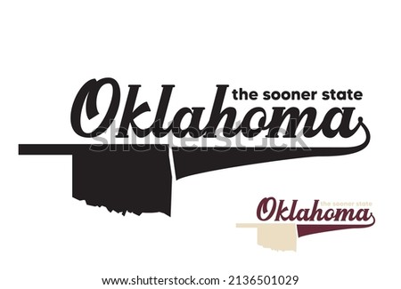 oklahoma The sooner state with State map  in black and sepia red  can be use for notebook cover usa product souvenir coffee mug advertisement banner