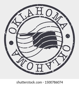 Oklahoma Stamp Postal. Map Silhouette Seal. Passport Round Design. Vector Icon. Design Retro Travel.