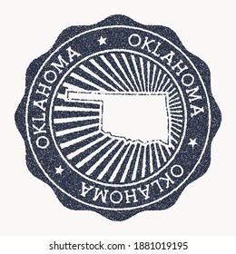 Oklahoma stamp. Travel rubber stamp with the name and map of US state, vector illustration. Can be used as insignia, logotype, label, sticker or badge of Oklahoma.