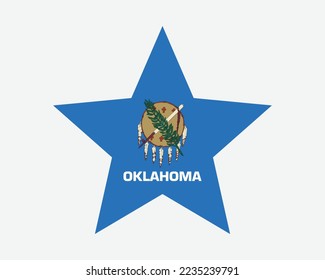 Bandera Estrella de Oklahoma. Vale, Estados Unidos, marca de estado de forma estrella de cinco puntos. Ilustración gráfica del vector de imagen plana de Oklahoman Okie US Banner Icon