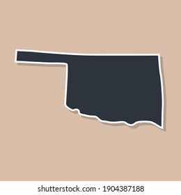 Oklahoma state borders, United States of America. Oklahoma border map. Political borders of the USA Oklahoma state.