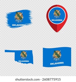 Oklahoma State Flag Icon Set.