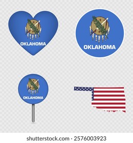 Oklahoma State Flag Icons Pack. Vector illustration.