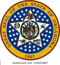 Oklahoma State Flag Seal Love Heart United States America American Illustration